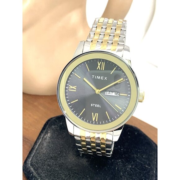 Timex Men's Watch TW2T50500 Quartz Gray Dial Two Tone Stainless Steel 41mm - Picture 12 of 13